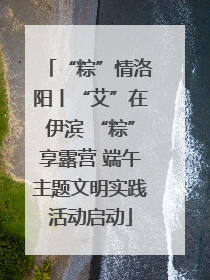 “粽”情洛阳丨“艾”在伊滨 “粽”享露营 端午主题文明实践活动启动