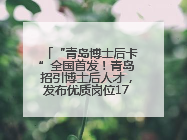 “青岛博士后卡”全国首发！青岛招引博士后人才，发布优质岗位1700余个