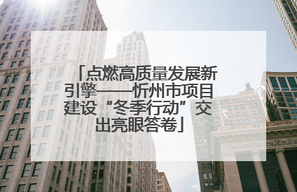 点燃高质量发展新引擎——忻州市项目建设“冬季行动”交出亮眼答卷