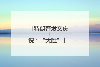 特朗普发文庆祝：“大胜”