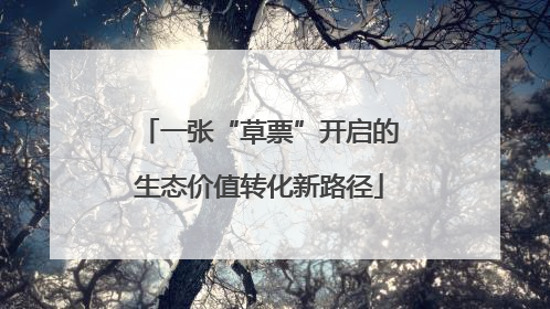 一张“草票”开启的生态价值转化新路径