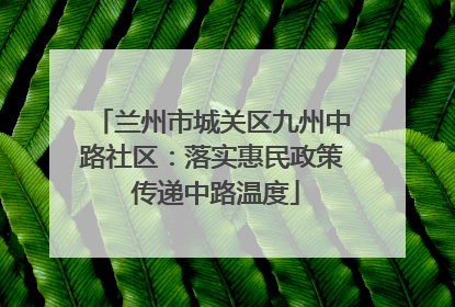 兰州市城关区九州中路社区：落实惠民政策 传递中路温度