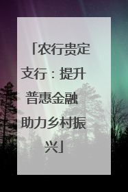 农行贵定支行：提升普惠金融 助力乡村振兴