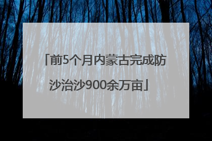 前5个月内蒙古完成防沙治沙900余万亩