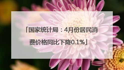 国家统计局：4月份居民消费价格同比下降0.1%