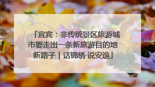 宜宾：非传统景区旅游城市要走出一条新旅游目的地新路子｜话锦绣·说安逸