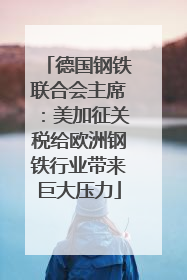 德国钢铁联合会主席：美加征关税给欧洲钢铁行业带来巨大压力