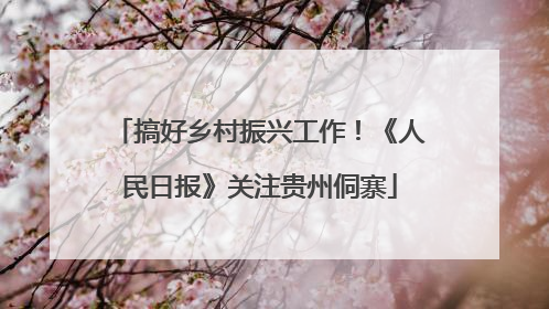 搞好乡村振兴工作！《人民日报》关注贵州侗寨