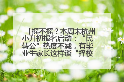 摇不摇？本周末杭州小升初报名启动：“民转公”热度不减，有毕业生家长这样谈“择校真相”……