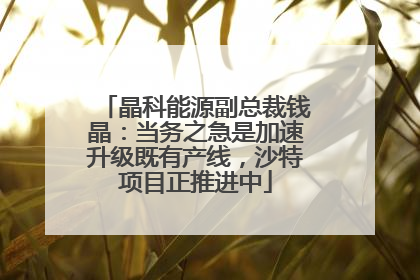晶科能源副总裁钱晶：当务之急是加速升级既有产线，沙特项目正推进中