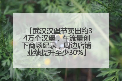 武汉汉堡节卖出约34万个汉堡，车流量创下商场纪录，周边店铺业绩提升至少30%
