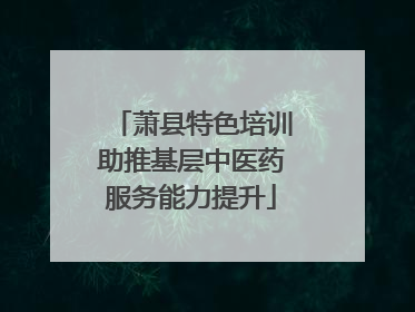 萧县特色培训助推基层中医药服务能力提升
