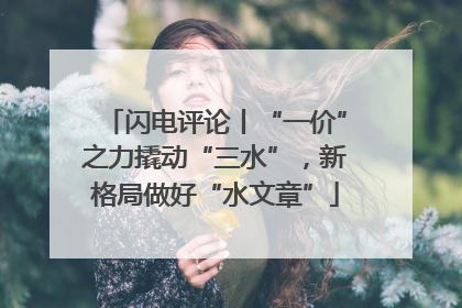 闪电评论丨“一价”之力撬动“三水”，新格局做好“水文章”