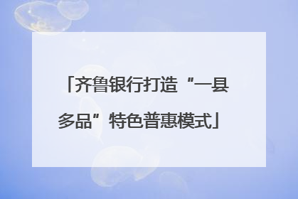 齐鲁银行打造“一县多品”特色普惠模式