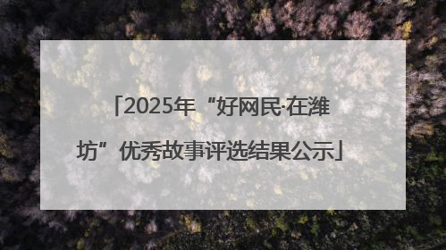 2025年“好网民·在潍坊”优秀故事评选结果公示