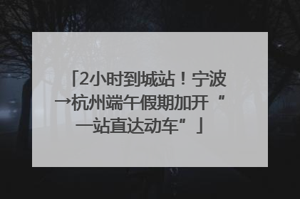 2小时到城站！宁波→杭州端午假期加开“一站直达动车”