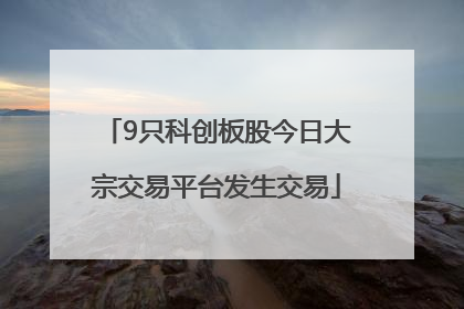 9只科创板股今日大宗交易平台发生交易